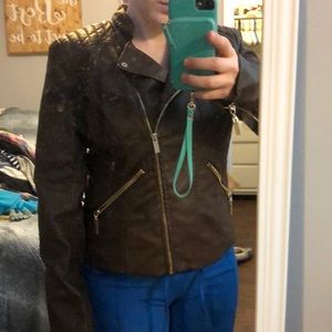 Brown leather jacket
